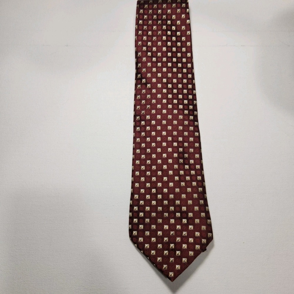 Paul‎ Dion Signature Mens Necktie 100% Silk Burgundy / Gold 60"